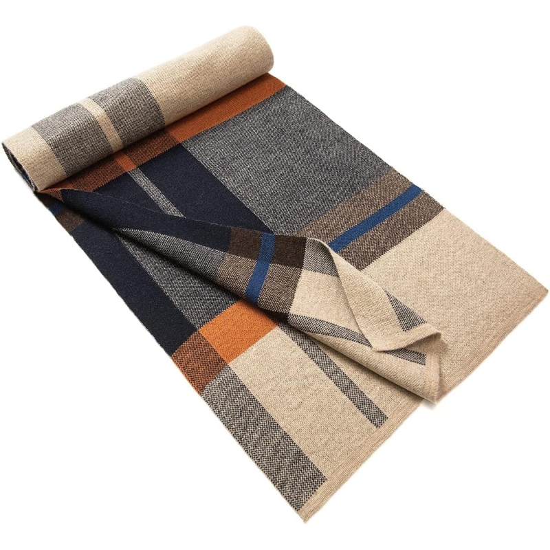 Villand Australian Merino Wool Tartan Knitted Scarf for Men, Plaid Winter Warm Thick Soft Neckwear with Gift Box - Image 3